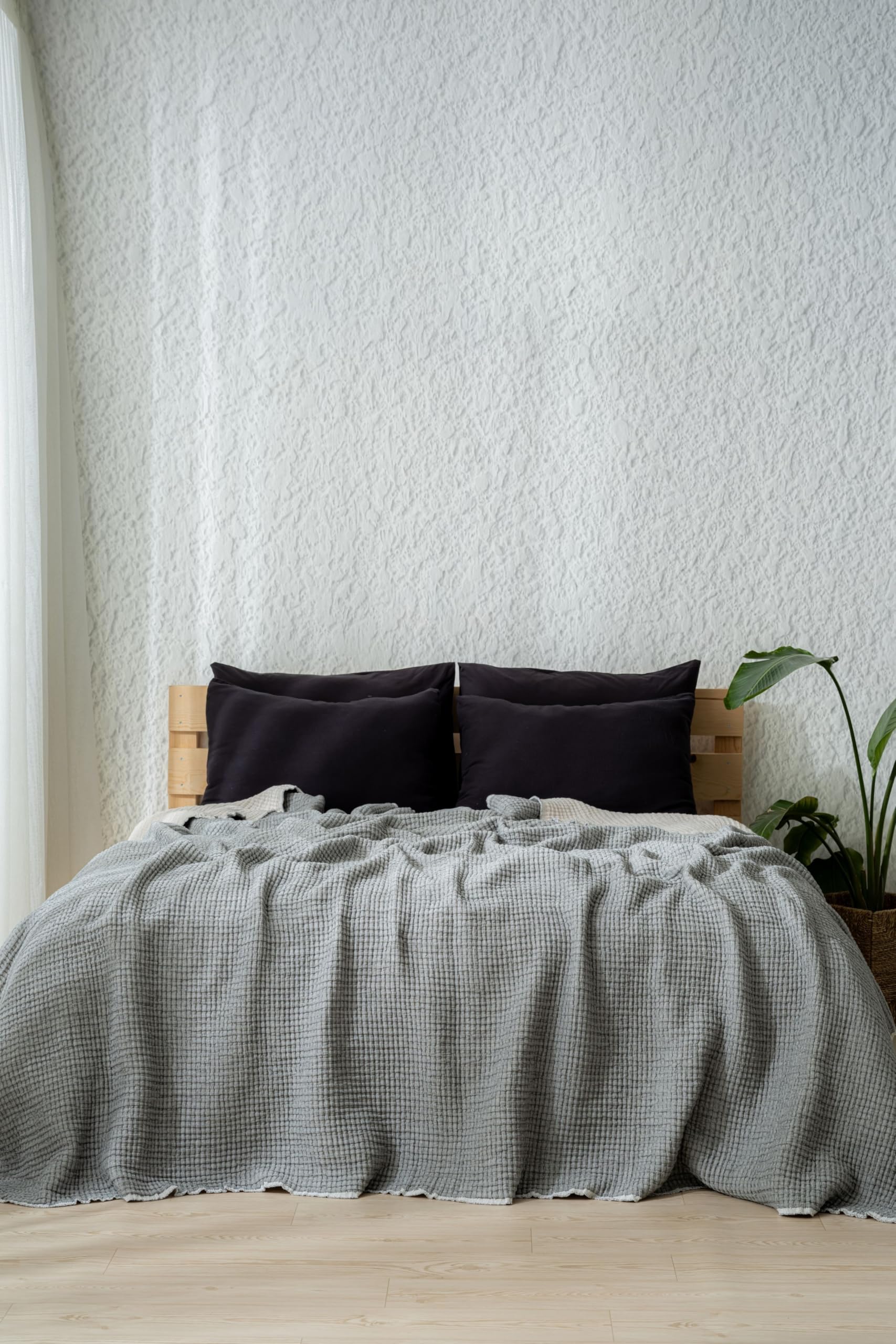 RAYME TEKSTİL - Müslin 7 Katlı Lira Serisi Yorgan Çift Kişilik 240x260cm (Çift Taraflı) (Siyah-Gri, Battal Boy 240x260 cm)