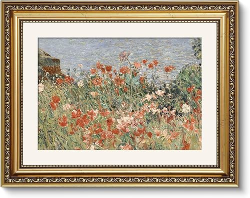 Miniatura 18 de ARPEOTCY Arte de Pared Vintage con Marco Dorado, Paisaje Retro de Jardines y Cielo, 20x25 cm Pequeños Cuadros en Lienzo con Marco Antiguo, Pinturas