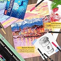 Vista 6 de iBayam Suministros de arte, paquete de 150 piezas de arte de madera de lujo, kit de pintura para manualidades, 1 libro para colorear, 2 blocs