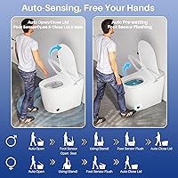 Vista 5 de Inodoro inteligente WinZo, inodoro sin tanque Dynamic Clean con secador, inodoro de una pieza de altura de comodidad ADA con bidé de agua caliente