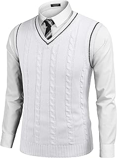 COOFANDY Men's Sweater Vest V Neck Slim Fit Casual Sleeveless Twisted Knitted Pullover Sweater
