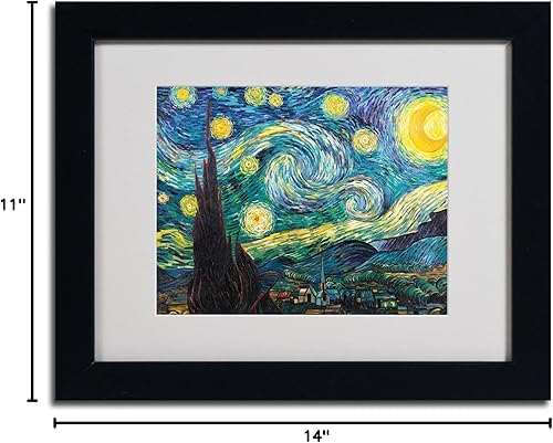 Miniatura 5 de Trademark Fine Art Vincent Van Gogh Noche estrellada enmarcada arte en lienzo mate, 11 x 14 pulgadas, negro