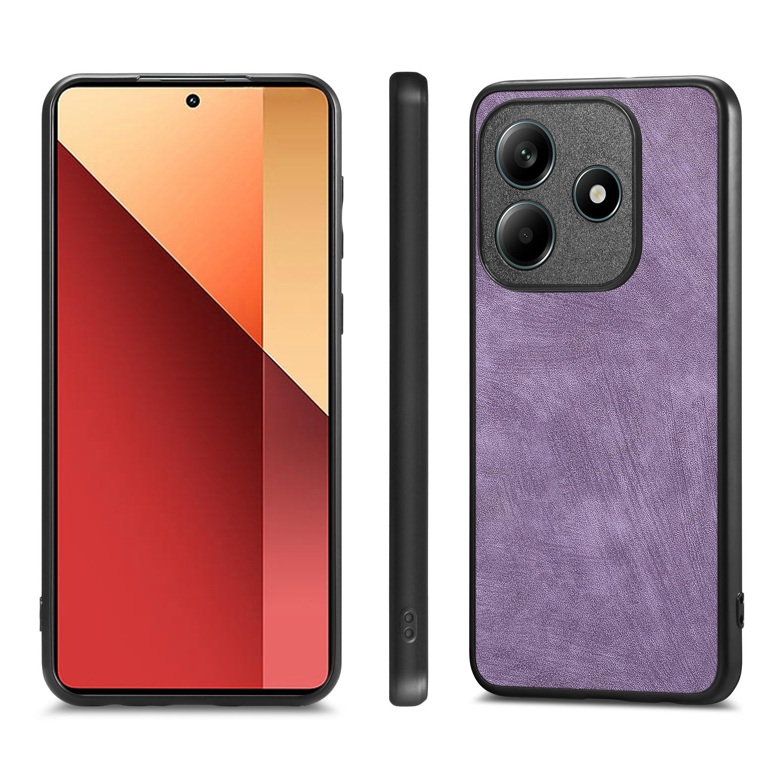 Case Compatible with Realme C53 Cover,Compatible with Realme C53 4G RMX3760 2 in 1 [PU+TPU] Lens Protection Anti-Drop Purple