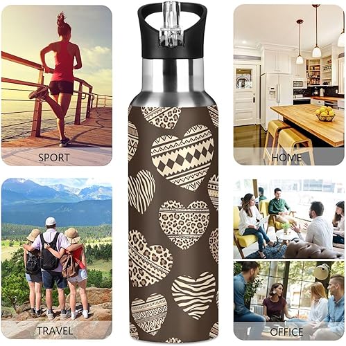 Miniatura 5 de Stainless Steel Water Bottle 20 Oz, BPA-Free Sport Water Bottle for Gym Outdoor Travel School, Prints Leopard Spots