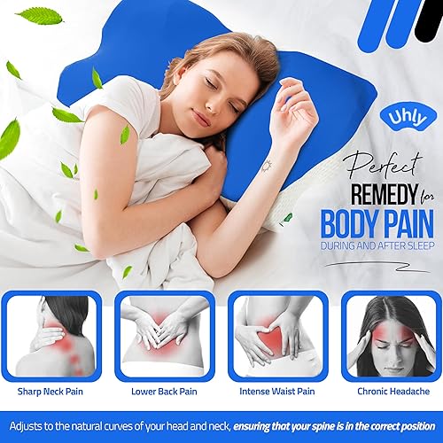 Miniatura 2 de Almohada cervical ergonómica de espuma viscoelástica para aliviar el dolor de cuello, almohada ortopédica de contorno ajustable para dormir, gel