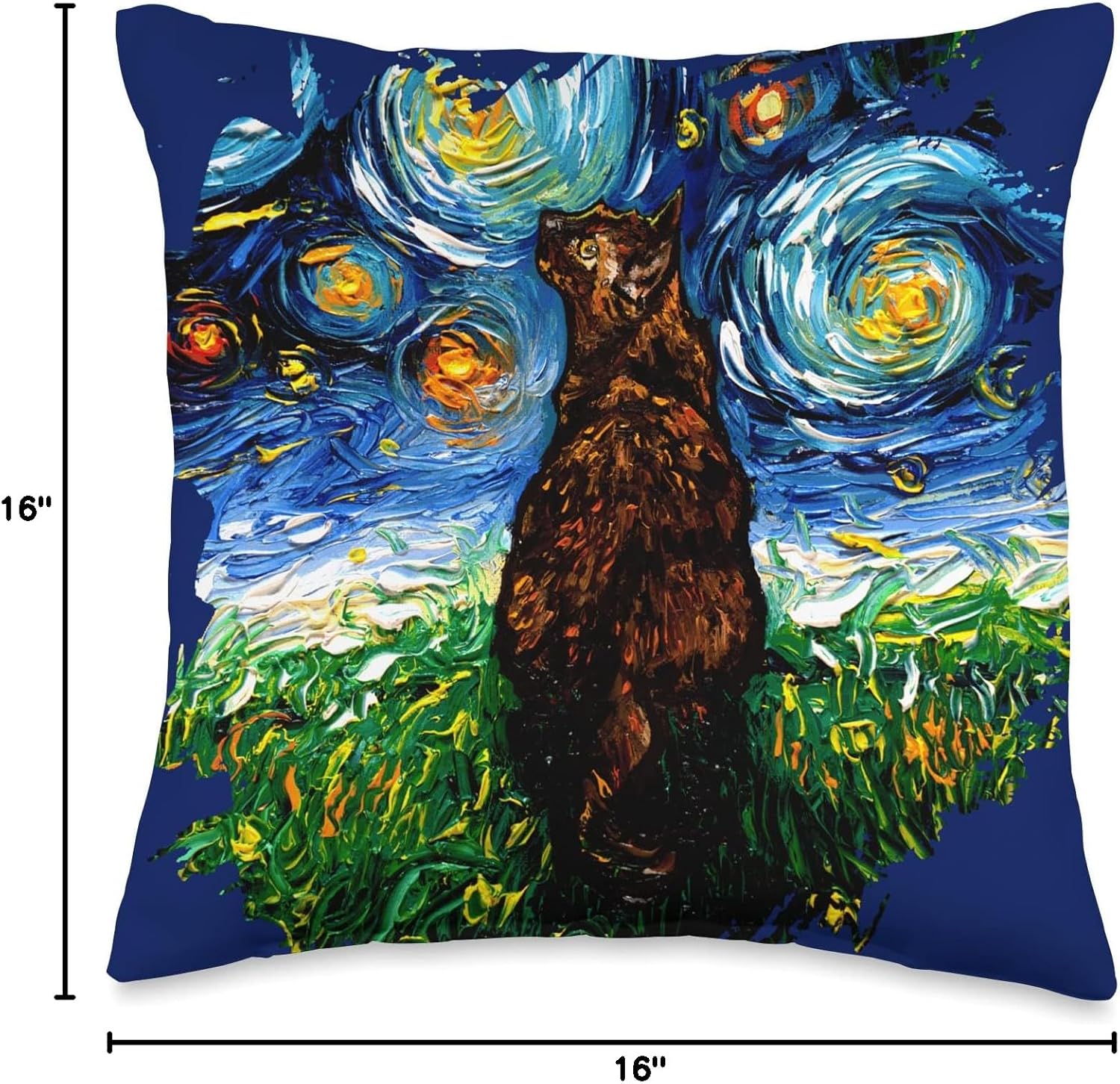 Tortoiseshell Cat Starry Night Splash Art Tortie Feline Love Throw Pillow
