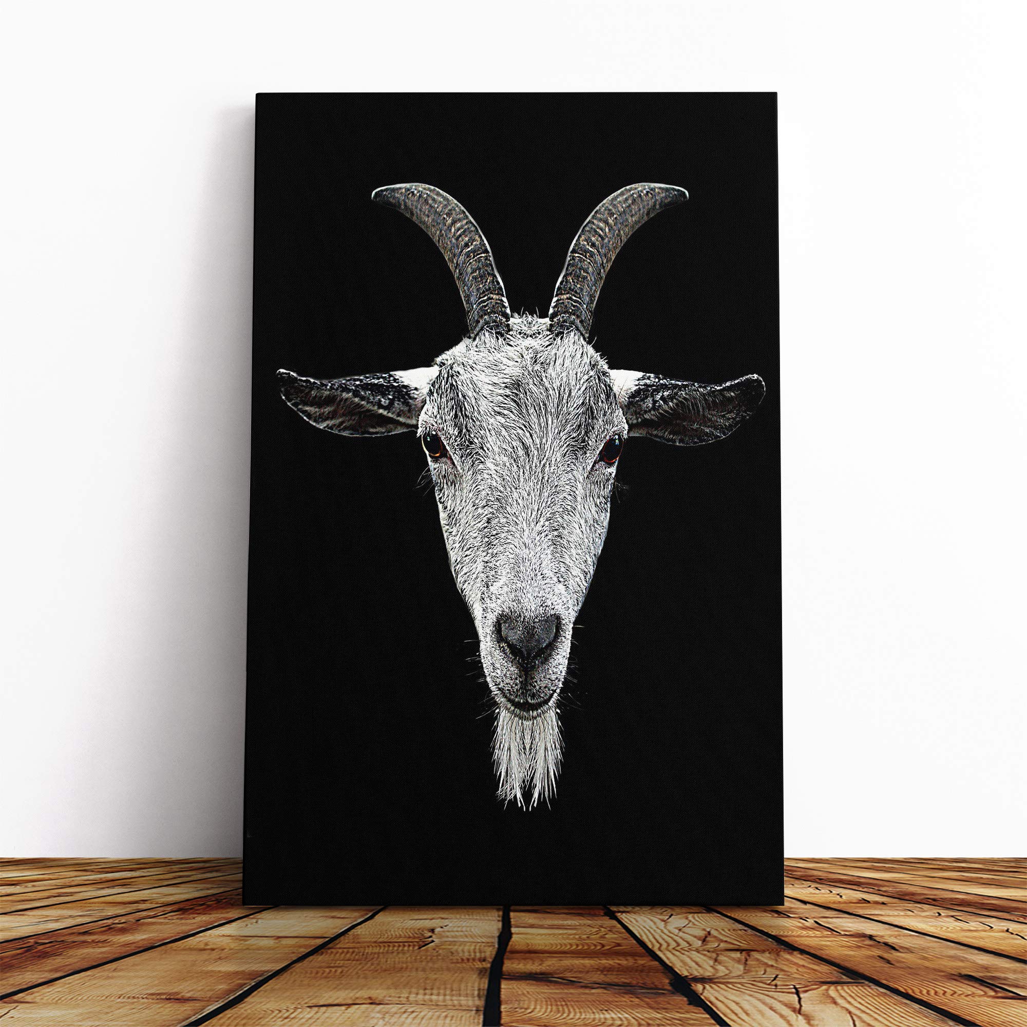 Goat Horns Canvas Print | Gallery Wrapped 30mm Frame Wall Art | 30x20 inches | Ready to Hang | Modern Animals Picture | Living Room Bedroom Lounge Office