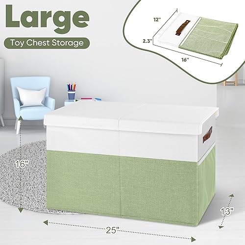 Miniatura 7 de Caja grande de almacenamiento de juguetes, plegable, resistente, con malla, 25 x 13 x 16 pulgadas, organizador de almacenamiento de juguetes