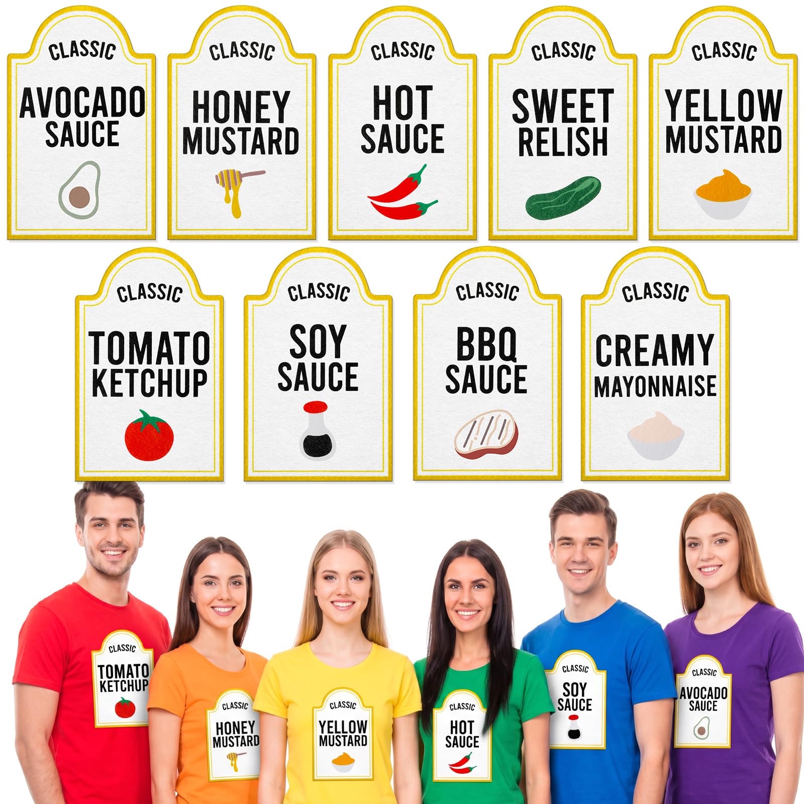 Hercicy 9 Pcs Halloween Ketchup and Mustard Group Costume Patch