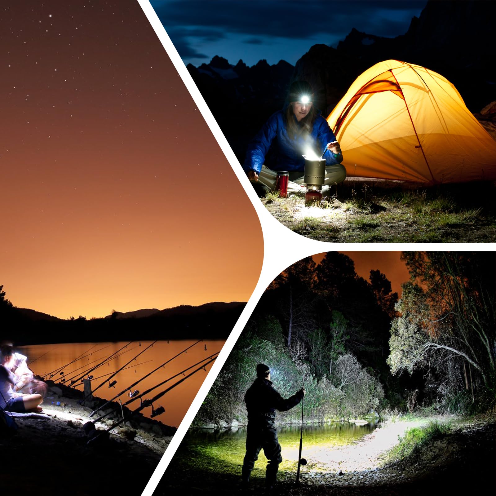 WUBEN X0 Soporte de linterna frontal ajustable, cinta LED para linterna de cabeza recargable, para exteriores, camping, senderismo, pesca, senderismo, herramienta (linterna no incluida)
