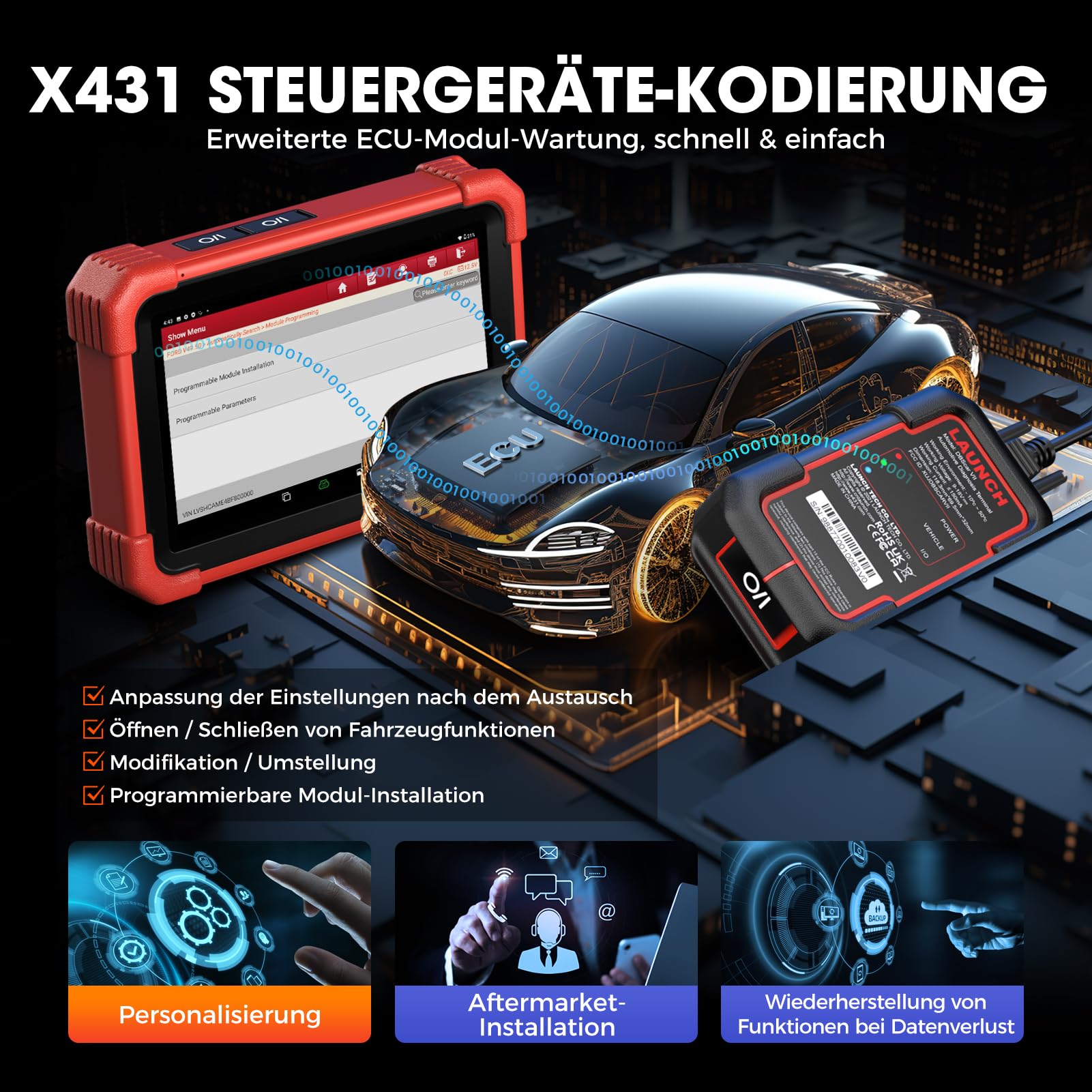Launch X431 CRP919XBT Elite OBD2-Diagnosegerät, 2026 Drahtlos bidirektionale Scan-Tool, ECU-Codierung, 45+ Dienst, alle System-Diagnosescanner, FCA AutoAuth, V.A.G Guided, CANFD DoIP, 2 Jahre Update
