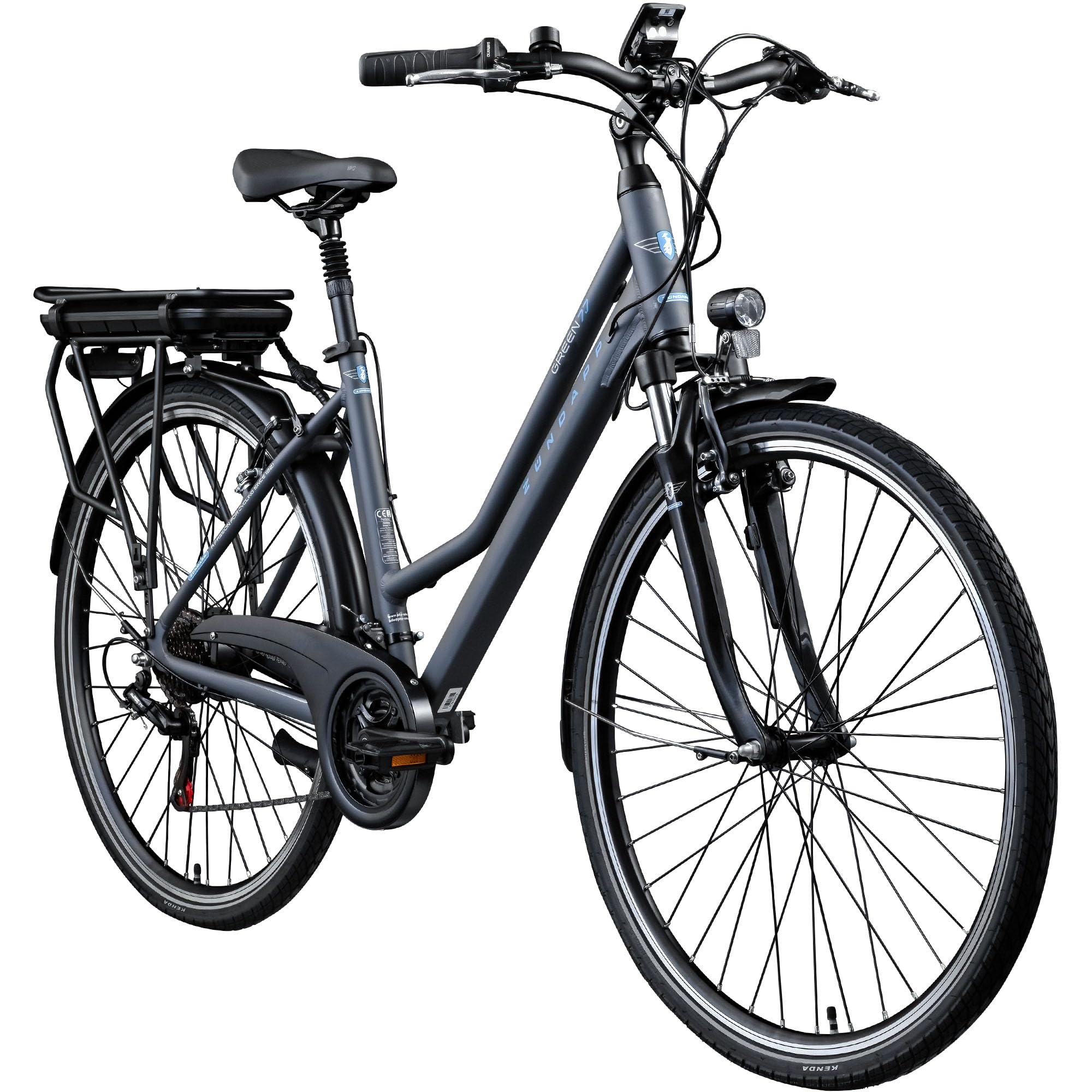 ZÜNDAPP E-Bike Trekking 700c Green 7.7 Pedelec Trekkingrad Damen 28 Zoll Touren (grau/blau, 48 cm) Sport & Freizeit