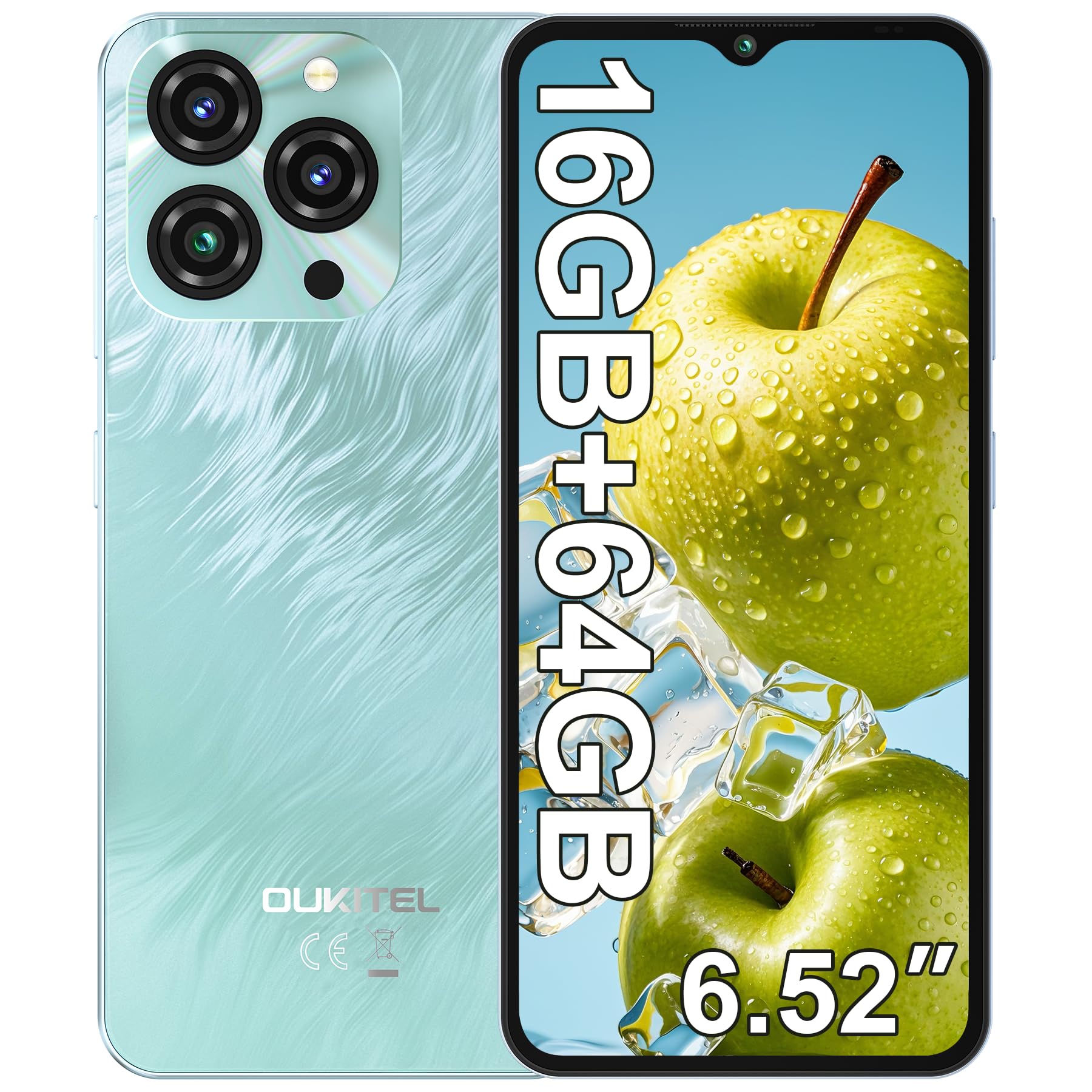 OUKITEL C3 Smartphone, 16GB+64GB/ 1TB Telefono Cellulare, 6.52" HD+ Cellulari e Smartphone, 5000mAh Cellulare Android, 13MP+5MP Telefoni Cellulari, Dual 4G SIM/Face ID/OTG/GPS/ 3.5mm Jack