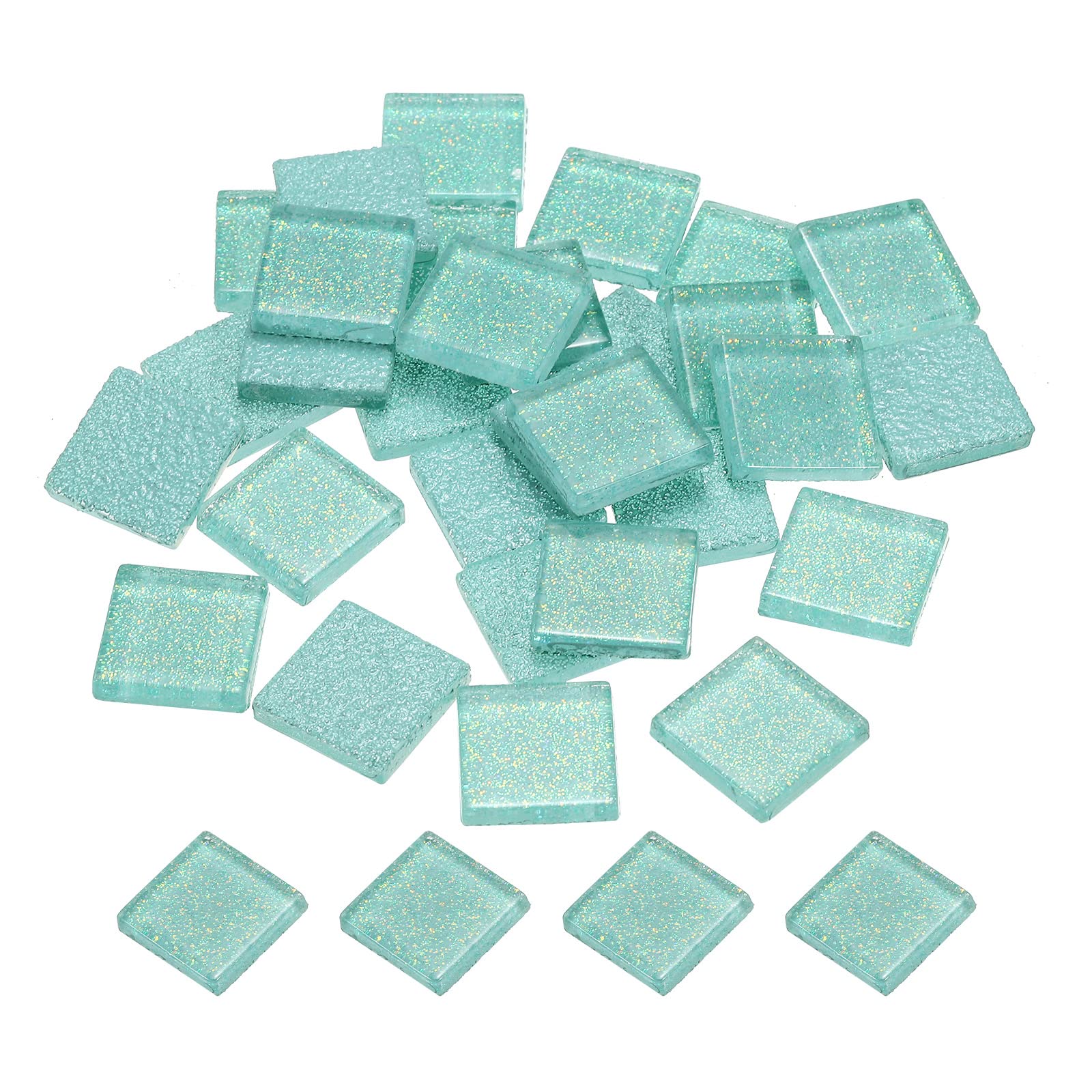 MECCANIXITY Mosaic Tiles, Glass Tiles, Shine Crystal Mosaic Glass Pieces Bulk Square Glitter Crystal Mosaic Tiles 2 x 2cm for Home Decoration, DIY Crafts, Pack of 25(100g, Ocean Blue)