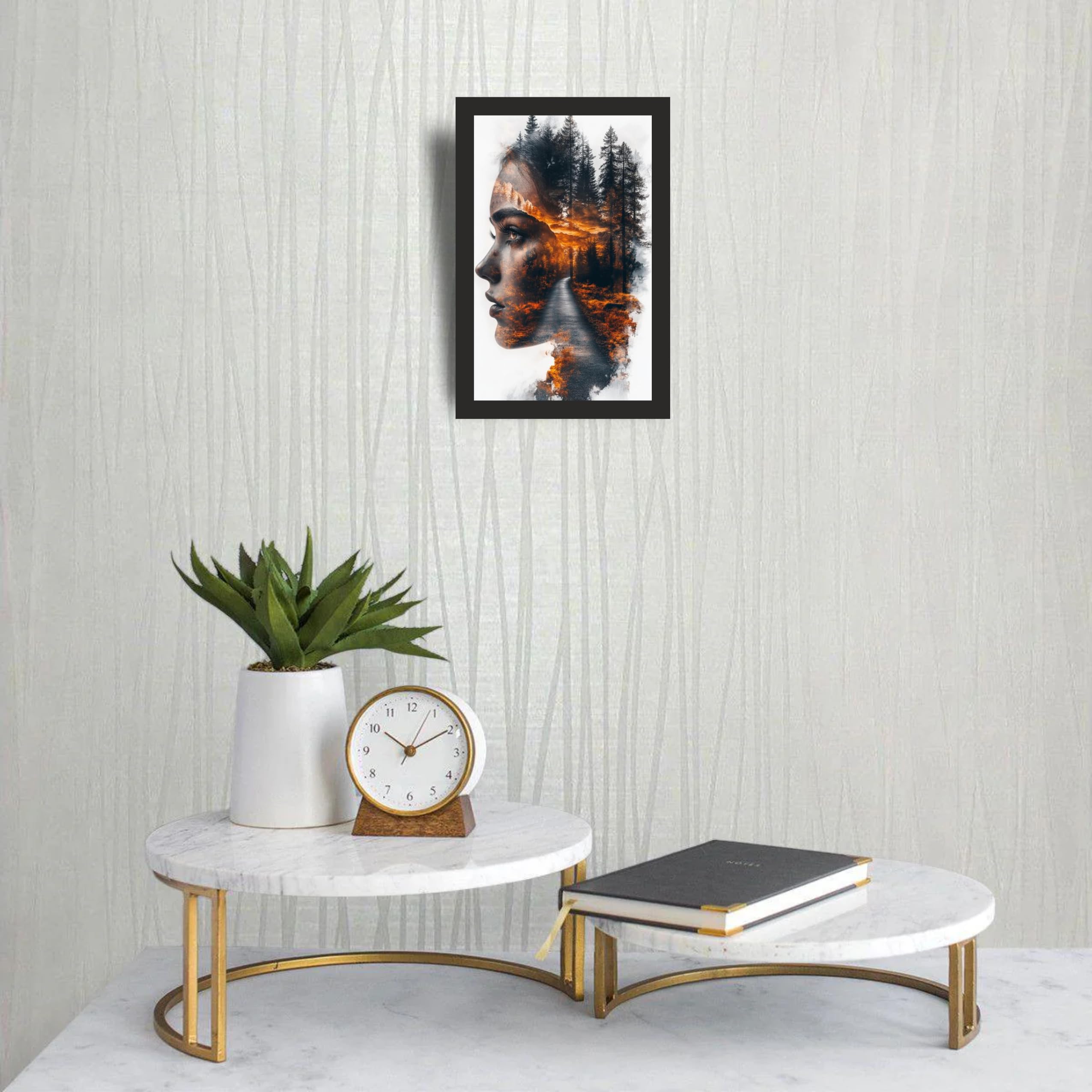 Forest Face Double Exposure Wall Art Frame 12x18 Inch