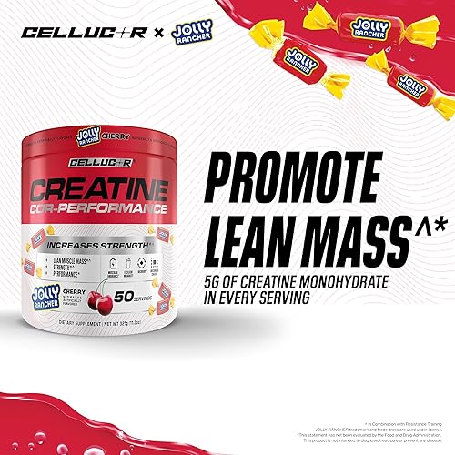Miniatura 4 de Polvo de creatina Cellucor, sabor cereza Jolly Rancher - Aumenta la fuerza, masa muscular magra y la resistencia, creatina micronizada para una