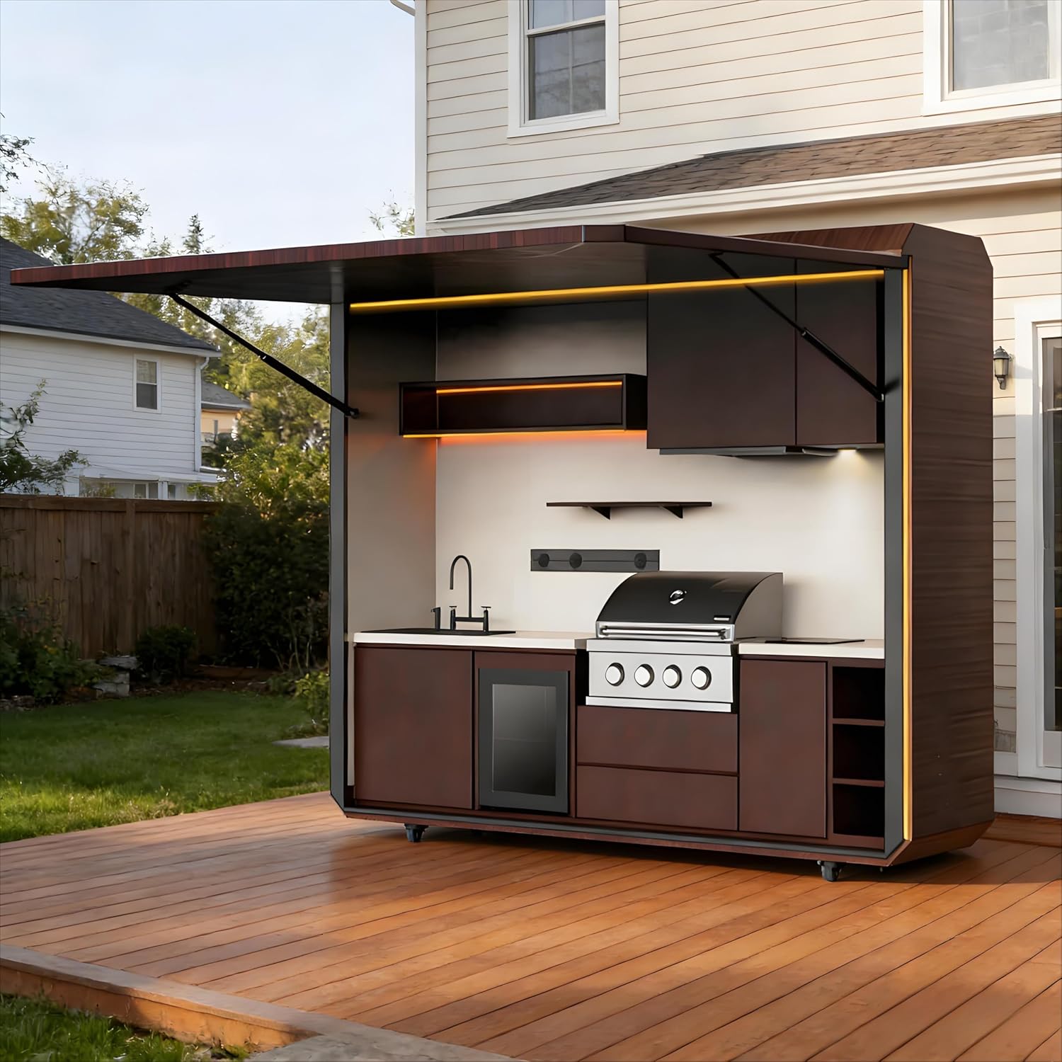 Stainless Steel Outdoor Kitchen Modular Grill Island for Backyard Patio Deck, Heavy Duty Weatherproof Rust Resistant BBQ Cooking Station with Sink Storage Drawers for Daily Outdoor Cooking