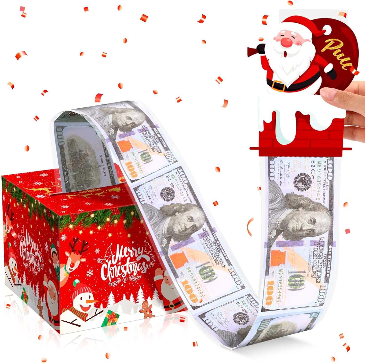 Christmas Money Box for Cash Gift Pull, Surprise Merry