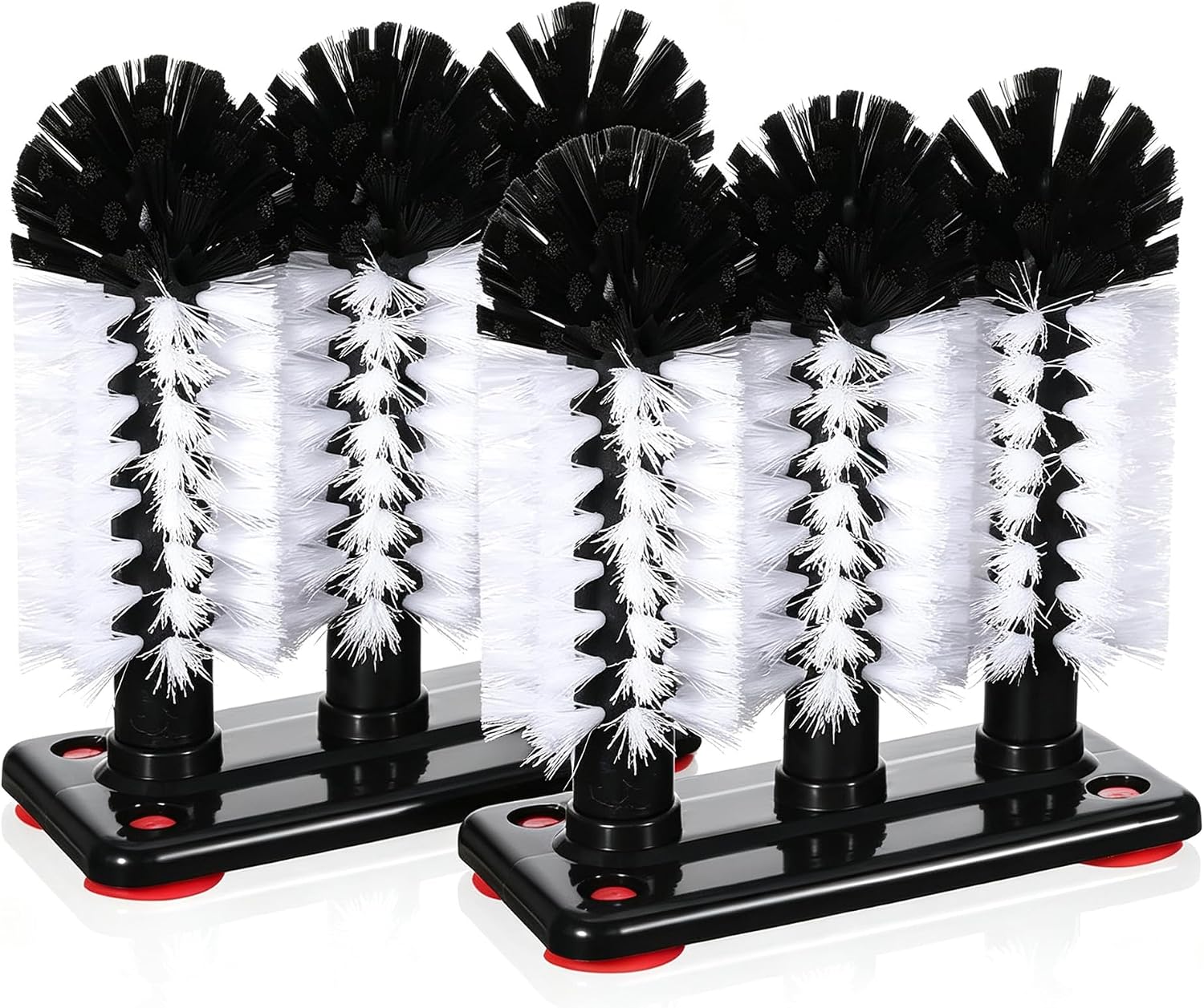 2 Pack Glass Cup Washer Brush with Suction Base, 3-Brush Bottle Cleaner