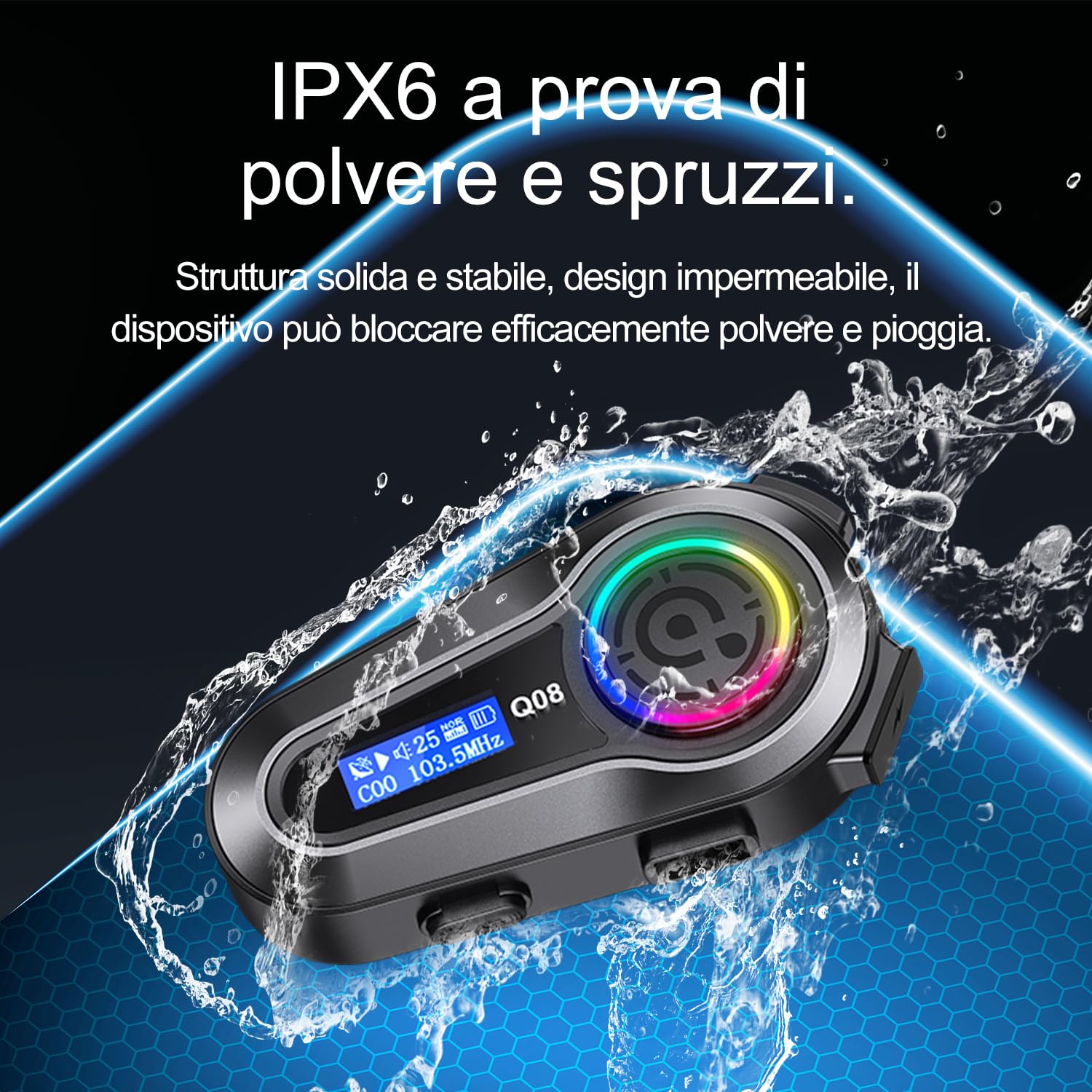 Auricolare Bluetooth SUOOKY Per Casco Moto – Y10 Con BT 5.3, 32h Di Autonomia, IPX6, Cancellazione Rumore E Assistente Vocale