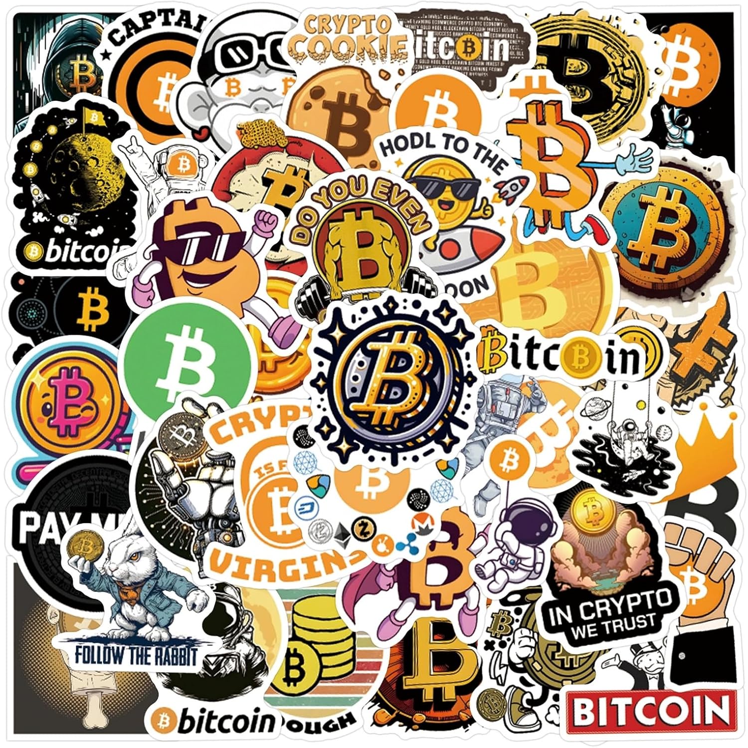 The Bitcoins Stickers 50 Pieces Cute Decoration for Car Laptop Skateboard Bicycle Moped Motorcycle Bicycle Computer Suitable for Adults Children Bitcoin Aesthetic Sticker Set