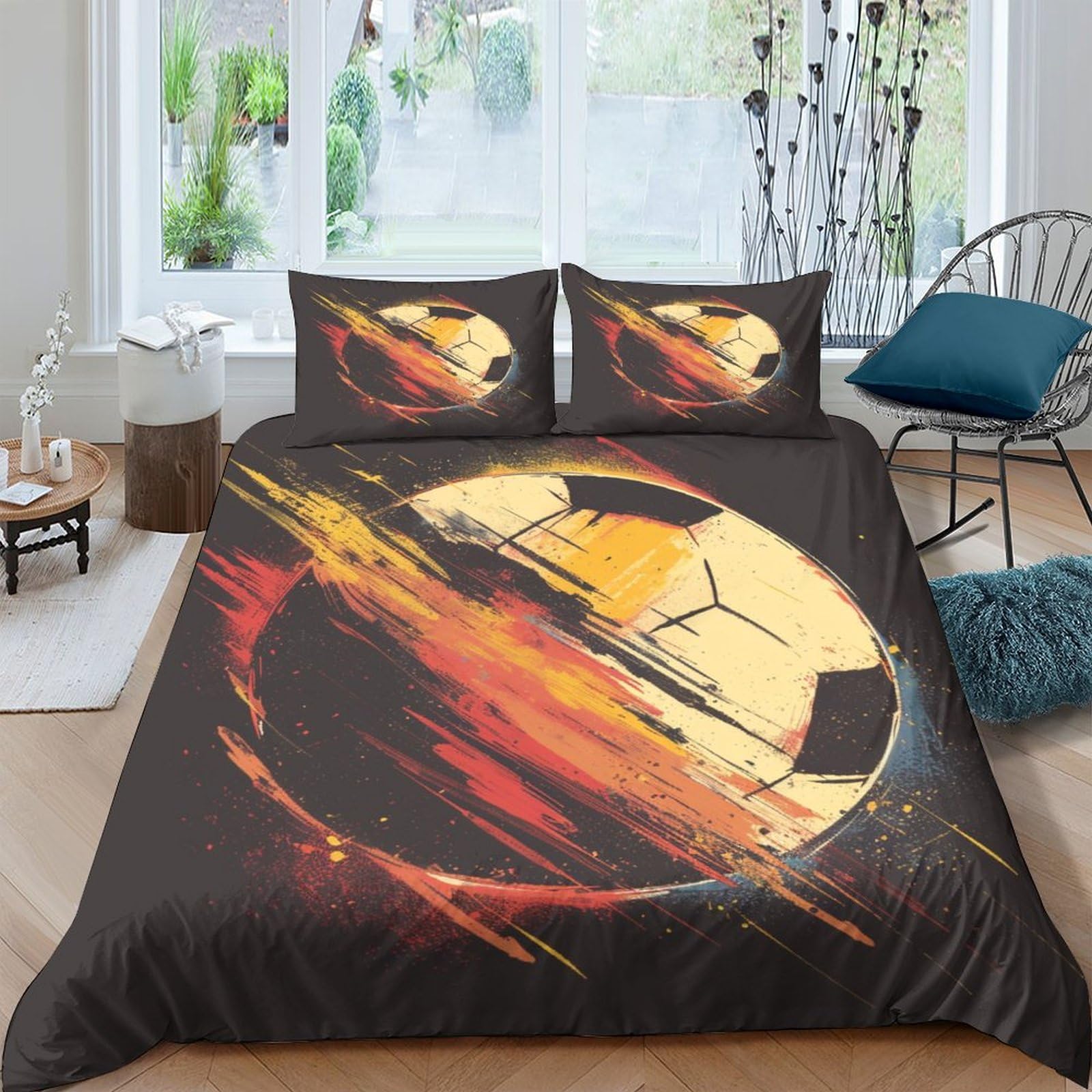 Housse de couette football king size 220x240 cm avec ses deux taies d'oreiller