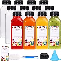 Vista 12 de SUPERLELE 20 botellas de plástico para jugo de 12 onzas con tapas, botellas reutilizables para jugos, recipientes transparentes para bebidas