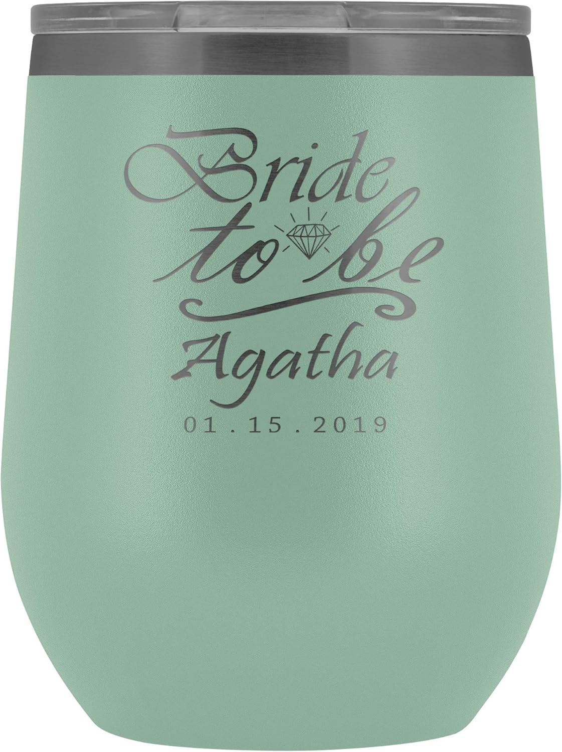 Wedding Gift For The Bride To Be Personalized Wine Tumbler Bride To Be Engraved With Your Name And Date (Teal)