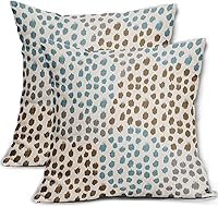 Vista 62 de Fundas de almohada marrón y blancas de 18 x 18 pulgadas, juego de 2 almohadas boho grises con lunares, fundas de almohada modernas estampadas