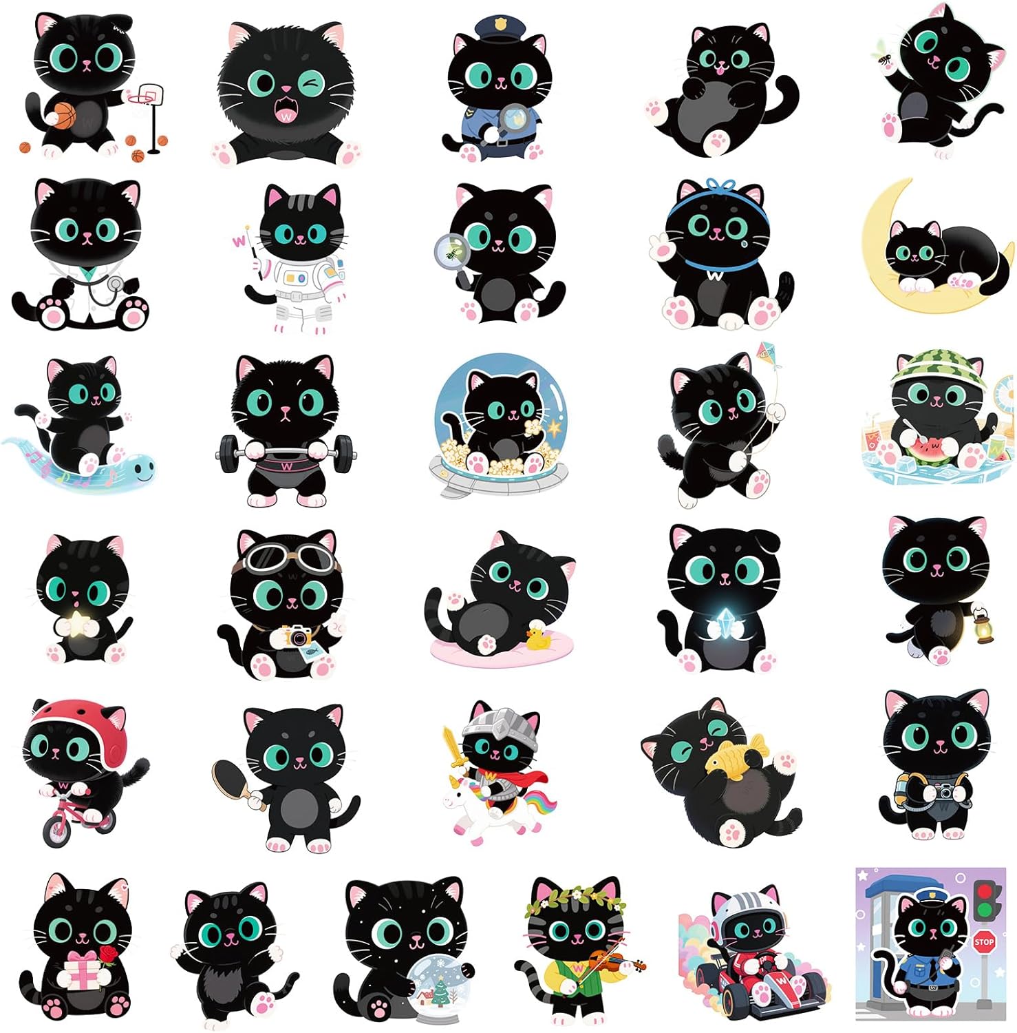 50Pcs Cute Black Cat Stickers for Water Bottles, Scrapbooking, Kindle, Skateboards, Notebooks, Laptop, Bicycle, Waterproof Vinyl Graffiti Kitten Decals - Image 5