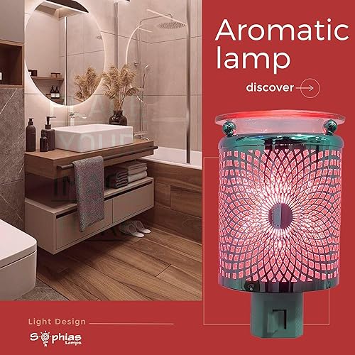 Miniatura 2 de Lampara Aromatica Decorativa, Disenada en Acero inoxidable, lampara de fragancia enchufable, Lampara de Noche decorativa para dormitorio, baño,