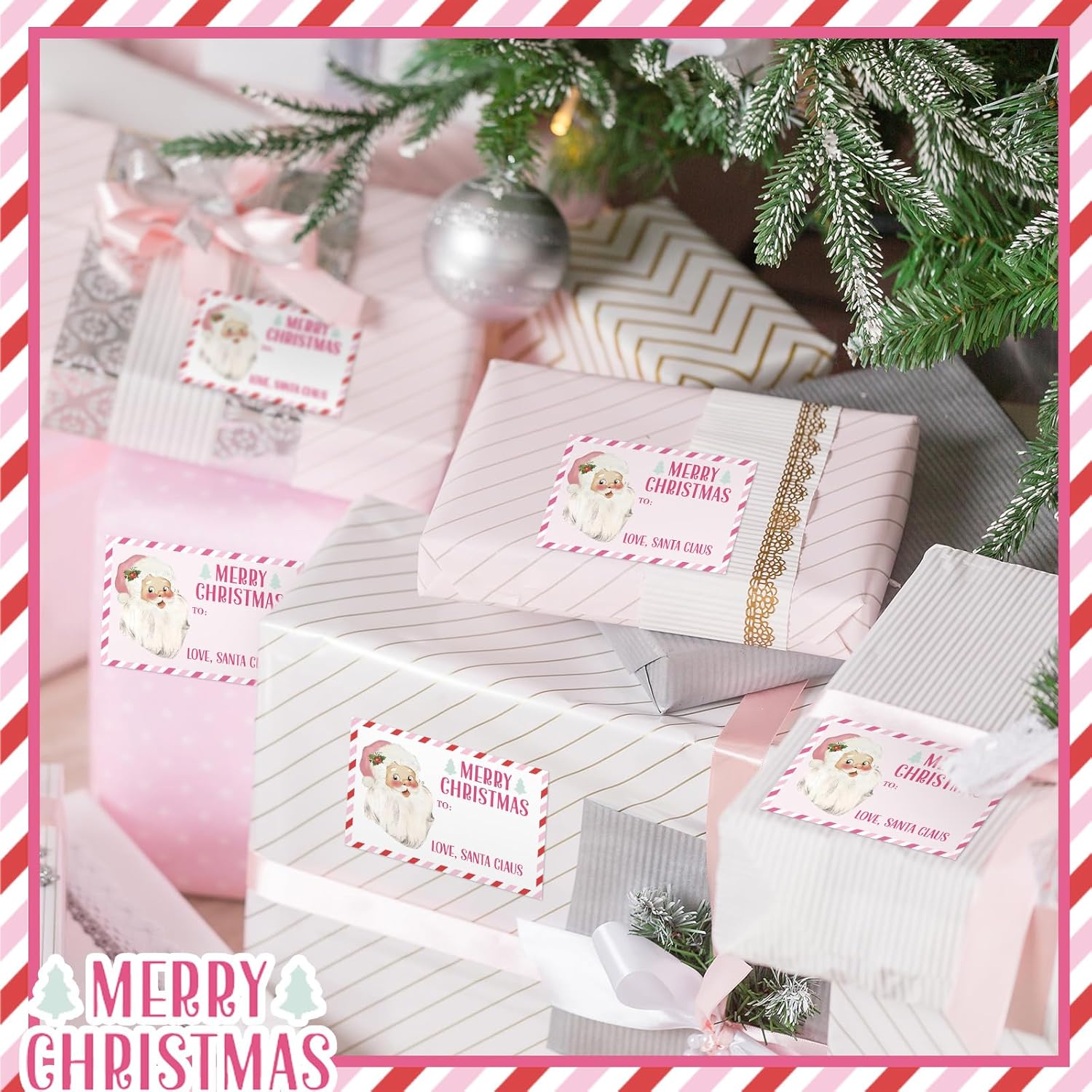 Glenmal 420 Pcs Christmas Name Gift Tag Stickers from Santa Claus Self Adhesive Pink Gift Tags Paper Christmas Santa Sticker Labels for Xmas Wrapping Paper Holiday Name Present DIY Craft, 2 x 2.9 Inch - Image 3