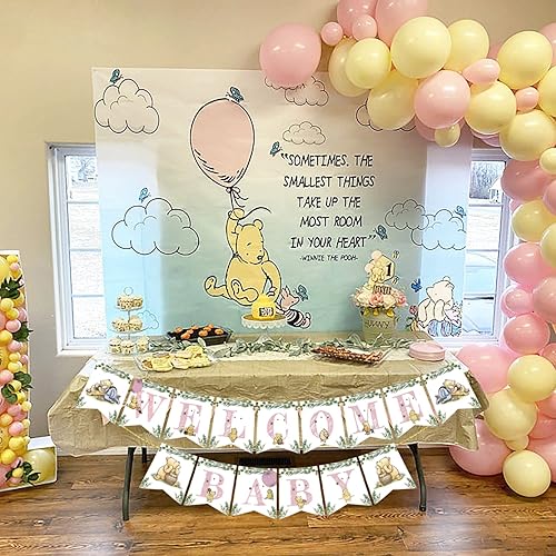 Miniatura 3 de Winnie - Cartel para baby shower de niña, guirnalda de banderines de bienvenida para bebé, linda decoración colgante para decoración de fiesta de
