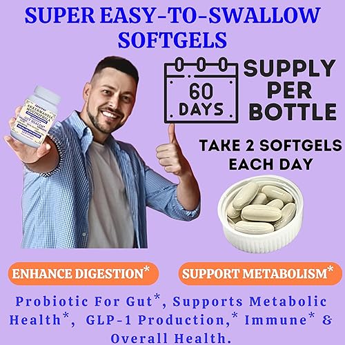 Miniatura 6 de Nikoni Akkermansia Muciniphila GLP-1 Suplemento probiótico para mujeres y hombres, salud intestinal 120 cápsulas blandas.