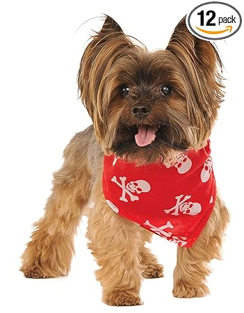 Rubies Costume Company Skulls and Bones Pet Bandana, Medium/Large, Red