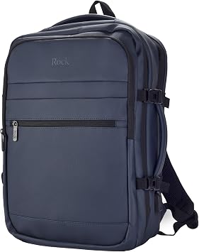 Rock Dalston Underseat Backpack - Ryanair Compliant Carry On - Lightweight & Versatile Travel Bag - Large Main Compartment, Laptop Pocket, Trolley Strap - 40x28x20cm 22L Capacity Navy