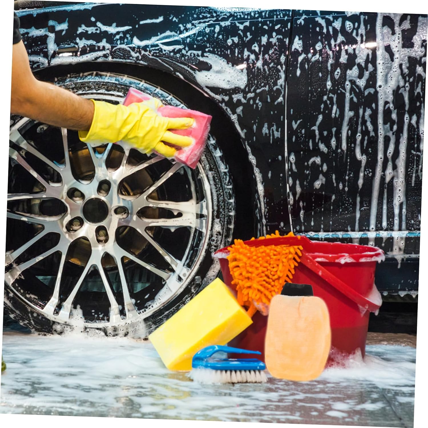 Luxshiny 2pcs Wool Car Cleaning Gloves Wash Mitts for Car Washing Detailing Mitt Dust Super Absorbent Easy to Clean