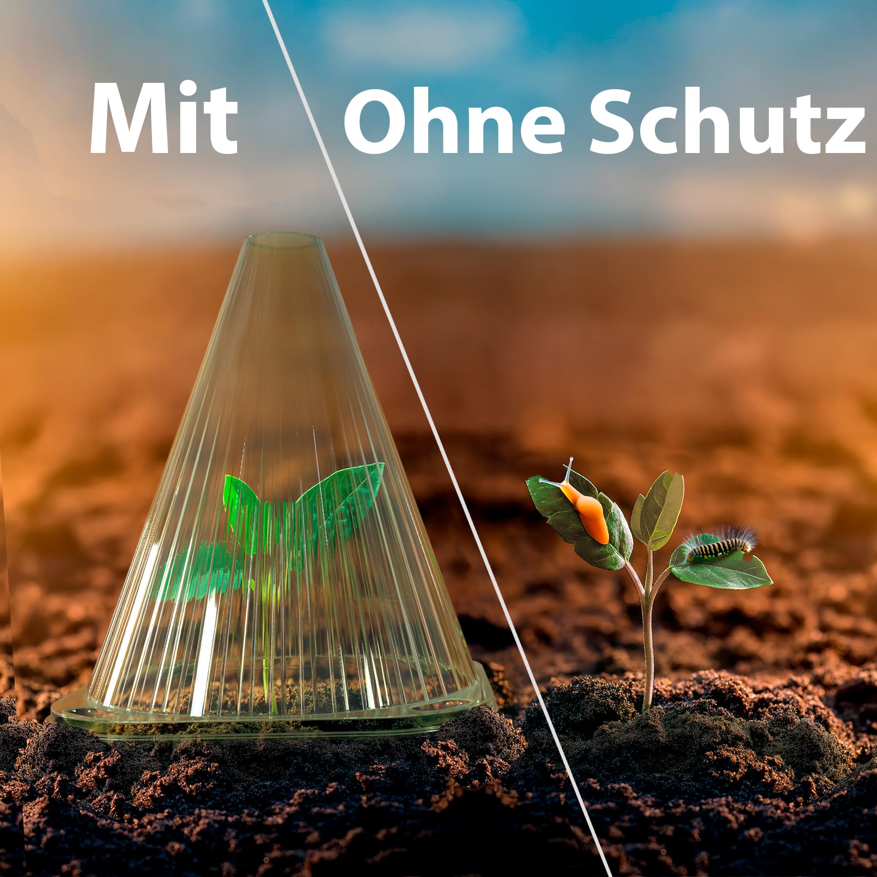 BigDean Pflanzenhut 24 Stück Pflanzhilfe Pflanzglocke grün Frostschutz Pflanzenschutz vor Schnecken Vögeln Schädlinge Sonnenschutz Sonnenhut Pflanzhut