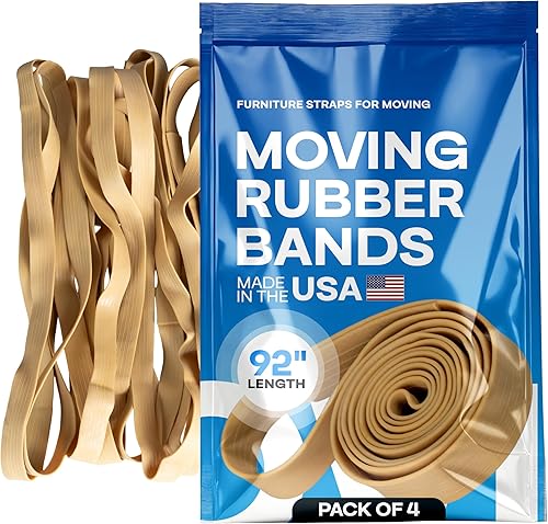 Vista 47 de IDL Packaging Bandas de goma fuertes, elásticas y flexibles de 56 pulgadas, paquete de 4, beige, elasticidad 2X, 80% goma natural, bandas