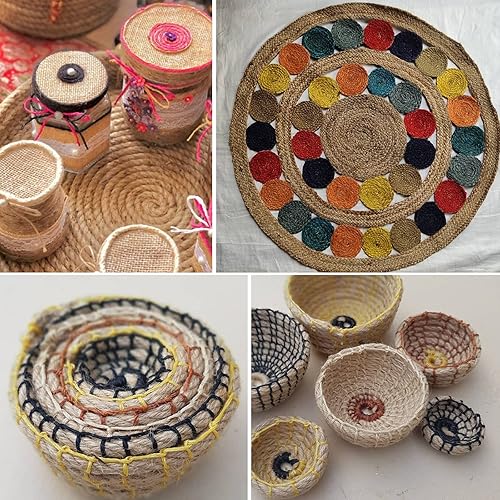 Miniatura 7 de KINGLAKE Cordel de yute natural, 656 pies, artes y manualidades, Navidad, cuerda de embalaje duradera, color negro