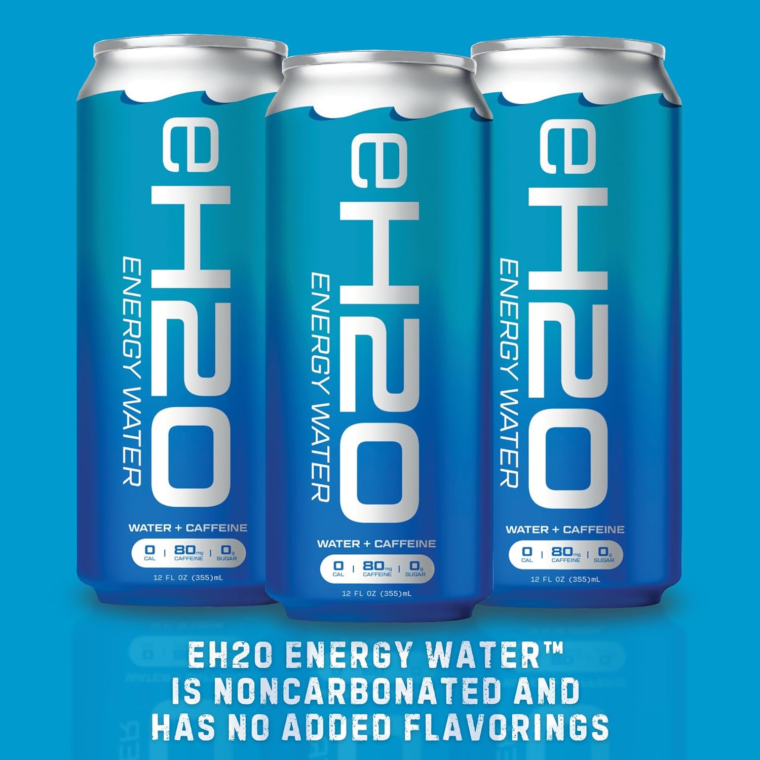 eH2O Energy Water - No Artificial Anything, 0 Calories, 0g Sugar, 80mg Natural Caffeine, Clean Energy Drink and Coffee Alternative, Tastes like Water, Simple Caffeine without the Junk, 12 Pack - 12 Fl Oz
