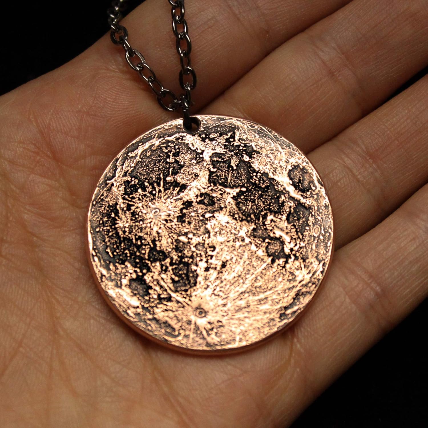 Copper Moon Necklace - Large | Lunar Reminder Large Coin Jewelry | 1.5" Solid Copper Pendant | Handmade by Shire Post Mint | - Image 3