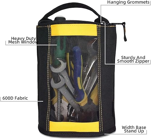 Miniatura 2 de MELOTOUGH Bolsa de herramientas de lona con cremallera Bolsa de cremallera Bolsa rápida con ventana de malla+Material impermeable Bolsa de