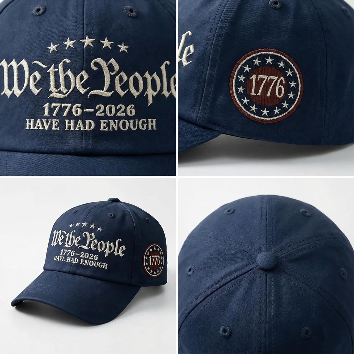 We The People Baseball Cap Have Had Enough 1776 Star Badge Hat Adjustable for Men Women 250 Anniversary USA Hat - Image 7