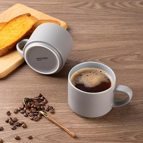 Miniatura 3 de GBHOME Juego de 6 tazas de café de 14 onzas, tazas de cerámica apilables para hombres y mujeres, tazas de café modernas con base estable para café