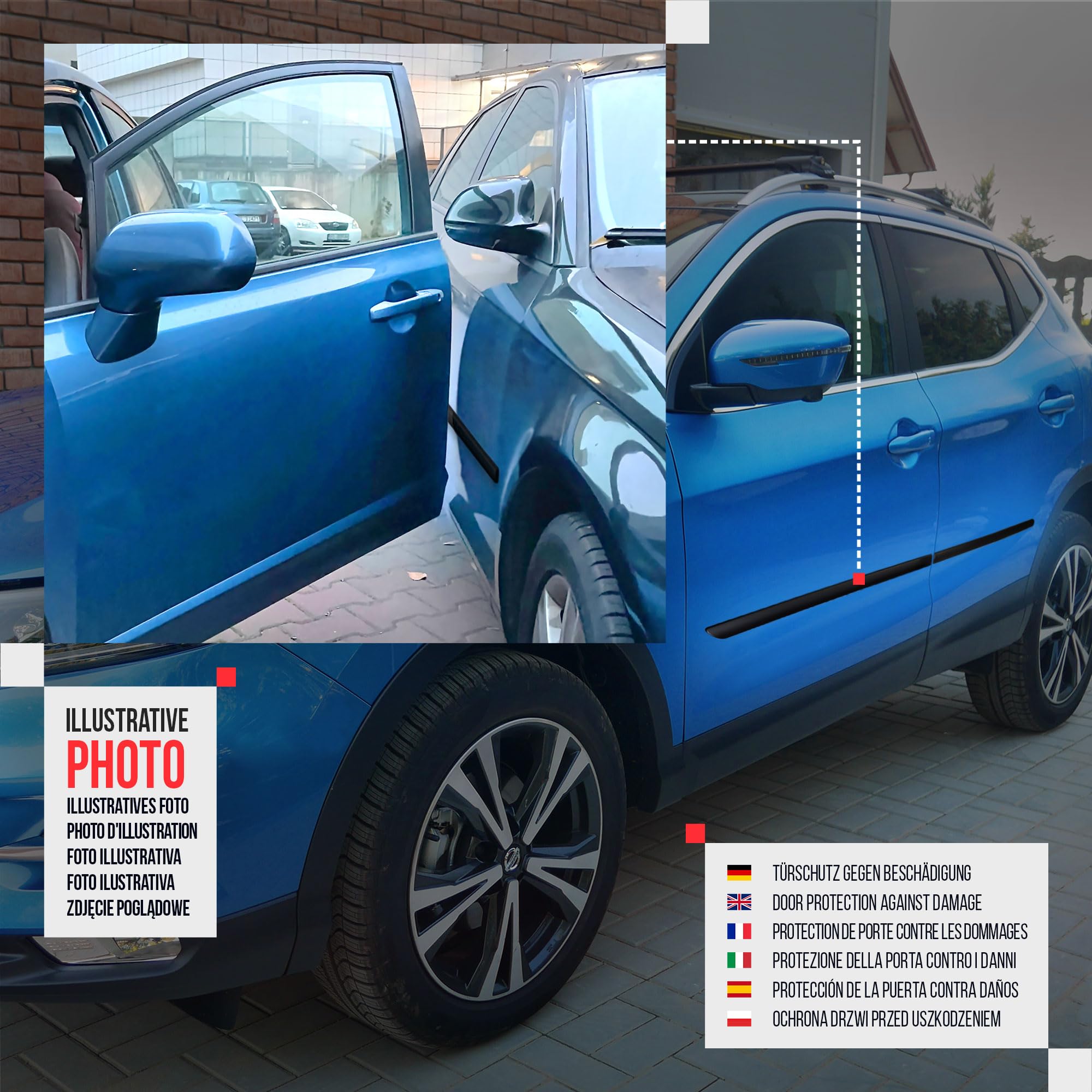 CHROMEMASTER | Modanature Laterali | Compatibile con Toyota Auris 5 Porte Hatchback 2013-2015 | Plastica Le Modanature Laterali Proteggono la Vernice Della Portiera Dell'auto da Graffi e Danni