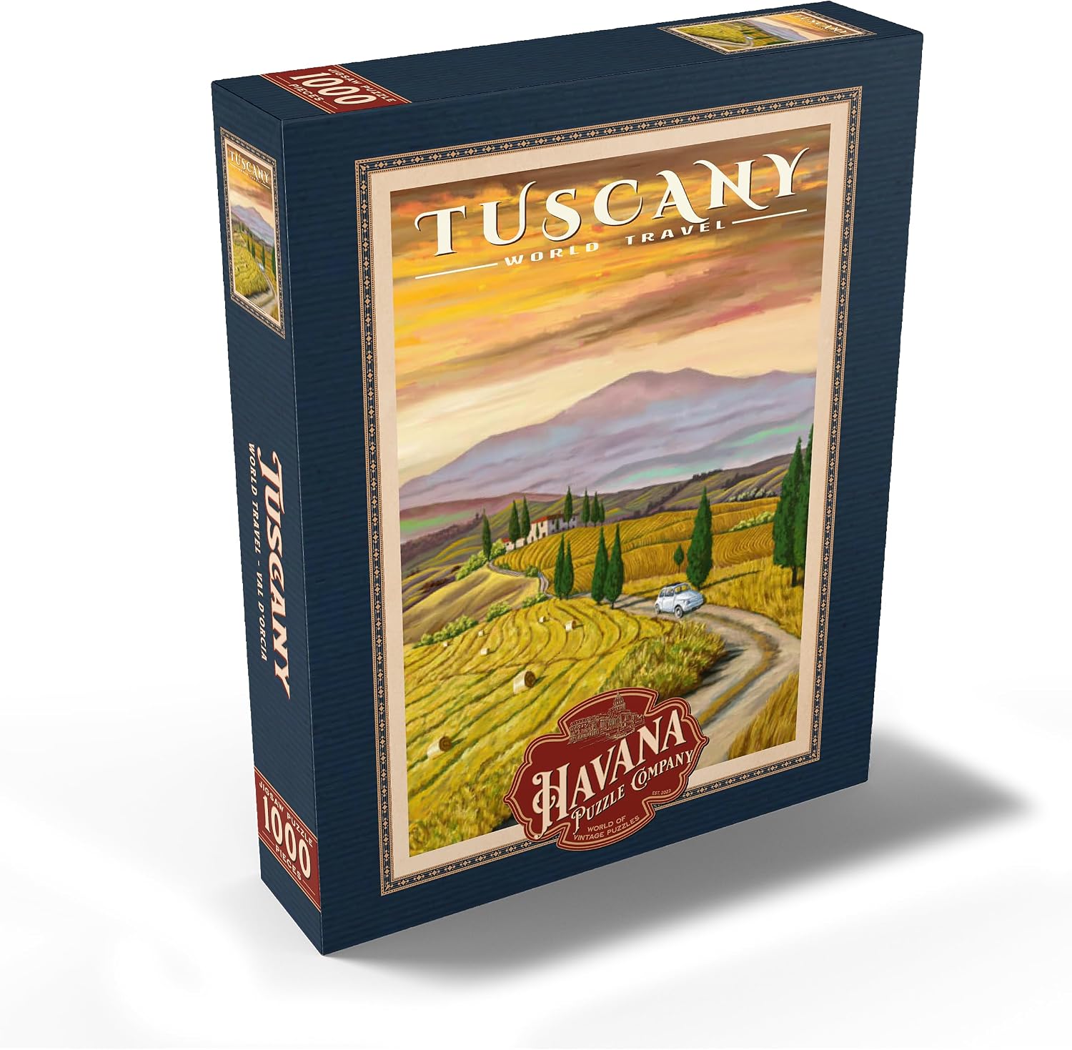 MyPuzzle Tuscany - Val D'Orcia, Vintage Travel Poster - Premium 1000 Piece Jigsaw Puzzle for Adults