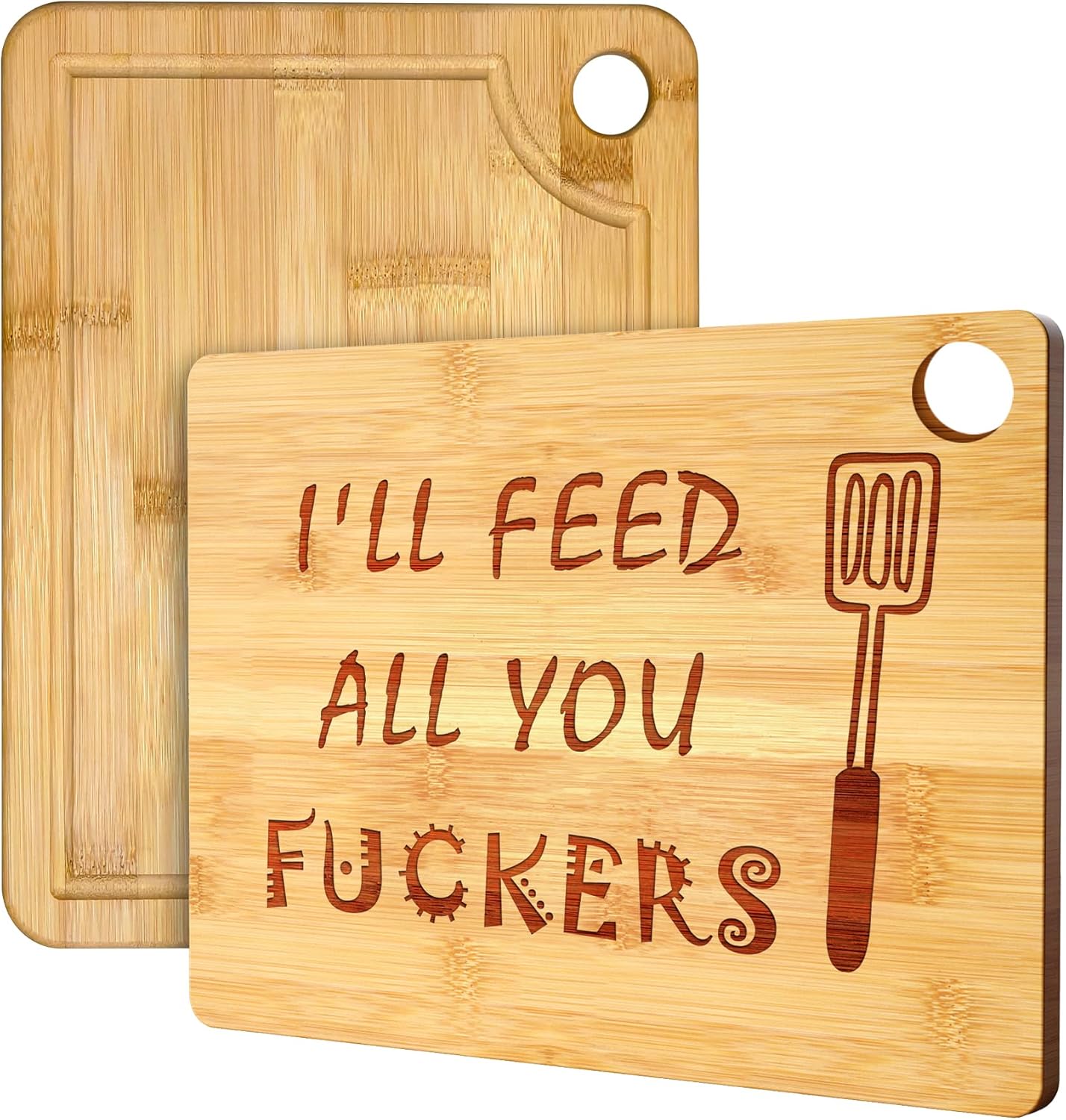 Funny Gift for Feeder Birthday Present for Mom Dad Grill Cook Chef Small Bamboo Wooden Cutting Board Serving Tray Humor Dirty Gift Lightweight I'll Feed All You Funkers11"x8.6" 11"For Feeder