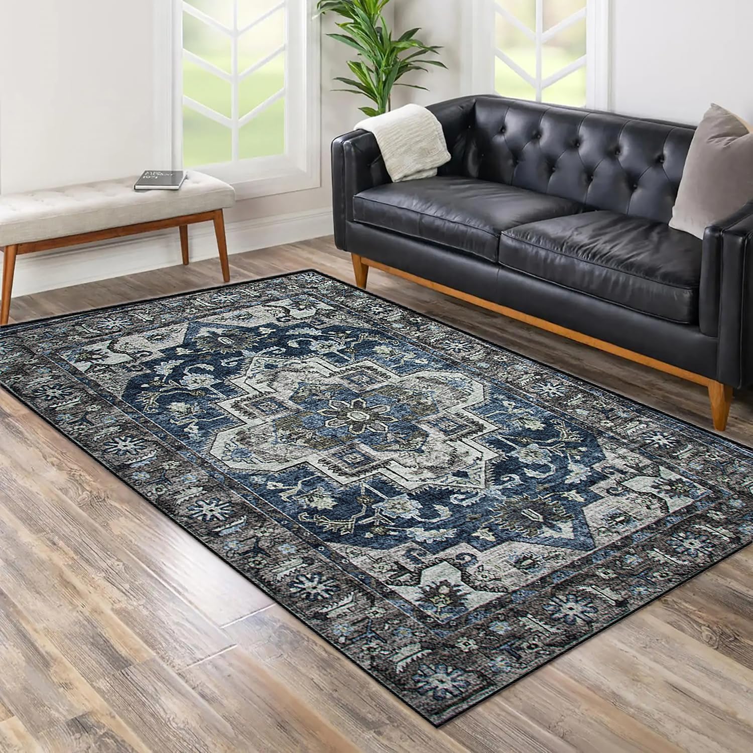 NEATIIP Washable Bohemian 6x9 Area Rug, Suitable for