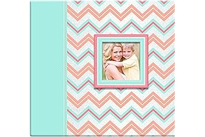 MCS Scrapbook Album for Girls: Expandable, Glitter Chevron Design with Photo Cover
